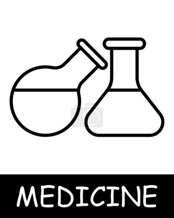 Flasks line icon. Chemicals, acid, medicine, health, hospital, doctor, science, recovery, robe. Vector line icon for business and advertising