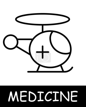 Helicopter line icon. Emergency, rescue, medicine, health, hospital, doctor, science, recovery, gown. Vector line icon for business and advertising