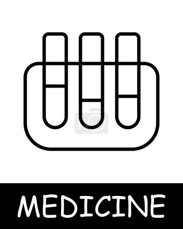 Ilustración de Icono de línea de tubos de ensayo. Frascos, líquido, sustancia, medicina, salud, hospital, médico, ciencia, recuperación, bata. Icono de línea vectorial para negocios y publicidad - Imagen libre de derechos