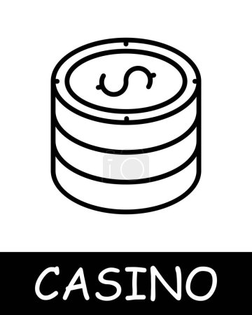 Illustration for Coins line icon. Finance, stack, casino, money, chips, croupier, game, loss, cards, winning, luck, cheating, bets, zero. Vector line icon for business and advertising - Royalty Free Image