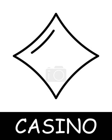Illustration for Diamond suit line icon. Poker, 21, casino, money, chips, croupier, game, loss, cards, winning, luck, cheating, bets, zero. Vector line icon for business and advertising - Royalty Free Image