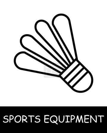Ilustración de Icono de la línea Shuttlecock. Equipamiento deportivo, palo de hockey, baloncesto, raqueta de tenis, voleibol, guantes de boxeo, barra, pesas, cuerda de salto, esquís. Icono de línea vectorial para negocios y publicidad - Imagen libre de derechos