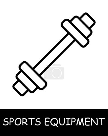 Illustration for Barbell line icon. Sports equipment, hockey stick, basketball, tennis racket, volleyball, boxing gloves, barbell, dumbbells, jump rope, skis. Vector line icon for business and advertising - Royalty Free Image