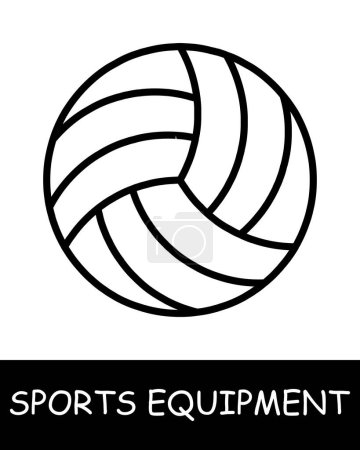 Illustration for Volleyball line icon. Sports equipment, hockey stick, basketball, tennis racket, volleyball, boxing gloves, barbell, dumbbells, jump rope, skis. Vector line icon for business and advertising - Royalty Free Image