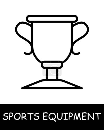 Illustration for Cup line icon. Sports equipment, hockey stick, basketball, tennis racket, volleyball, boxing gloves, barbell, dumbbells, jump rope, skis. Vector line icon for business and advertising - Royalty Free Image