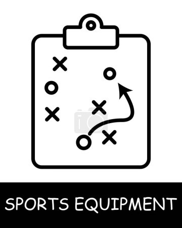 Illustration for Map line icon. Sports equipment, hockey stick, basketball, tennis racket, volleyball, boxing gloves, barbell, dumbbells, jump rope, skis. Vector line icon for business and advertising - Royalty Free Image