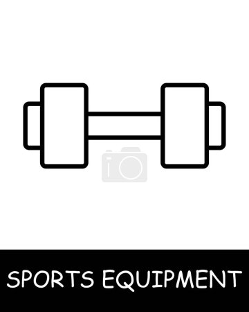 Illustration for Dumbbell line icon. Sports equipment, hockey stick, basketball, tennis racket, volleyball, boxing gloves, barbell, dumbbells, jump rope, skis. Vector line icon for business and advertising - Royalty Free Image