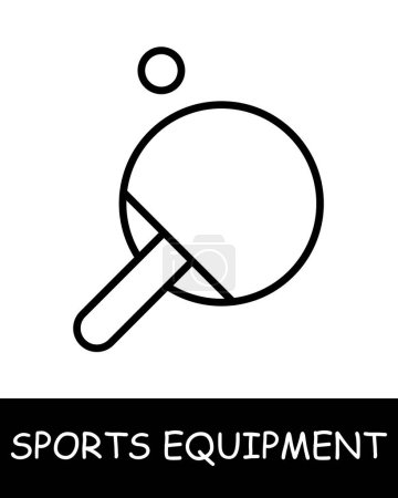 Illustration for Table tennis line icon. Sports equipment, hockey stick, basketball, tennis racket, volleyball, boxing gloves, barbell, dumbbells, jump rope, skis. Vector line icon for business and advertising - Royalty Free Image