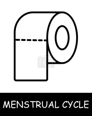 Ilustración de Icono línea de papel higiénico. Limpieza, antiséptico, ciclo menstrual, estrógeno, higiene, ovulación, hormonas, salud de la mujer, dolor. Icono de línea vectorial para negocios y publicidad - Imagen libre de derechos