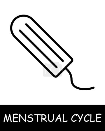 Ilustración de Icono de línea de tampón. Limpieza, comodidad, ciclo menstrual, estrógeno, higiene, ovulación, hormonas, salud de la mujer, dolor. Icono de línea vectorial para negocios y publicidad - Imagen libre de derechos