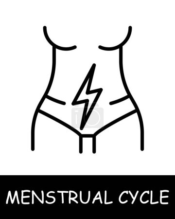Illustration for Pain syndrome line icon. Underwear, menstrual cycle, women's health, hygiene, ovulation, estrogen, hormones, soreness. Vector line icon for business and advertising - Royalty Free Image