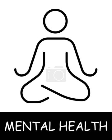 Ilustración de Icono de línea de yoga. Meditación, salud mental, psicología, bienestar emocional, psicoterapia, estrés, depresión, bienestar. Icono de línea vectorial para negocios y publicidad - Imagen libre de derechos