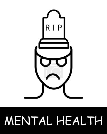 Illustration for Treatment line icon. Tombstone, stress, mental health, psychology, emotional well-being, psychotherapy, depression, well-being. Vector line icon for business and advertising - Royalty Free Image