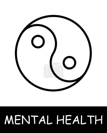 Ilustración de Icono de la línea Yinya yang. Conectividad, salud mental, psicología, bienestar emocional, psicoterapia, depresión, bienestar. Icono de línea vectorial para negocios y publicidad - Imagen libre de derechos