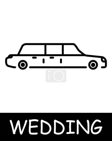 Illustration for Limousine, car icon. Machine, vehicle, silhouette, simplicity, solemnity and celebration. Concept essence of marriage, portraying the significance of the fateful decision. - Royalty Free Image