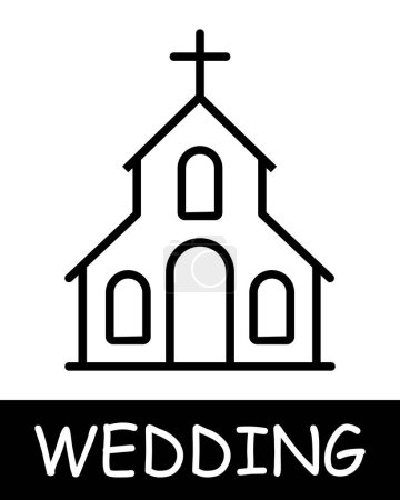 Illustration for Church icon. Beauty, fate, cross, building, wedding, windows, scale, fun, silhouette, simplicity, solemnity and celebration. The concept of marriage, a fateful decision. - Royalty Free Image