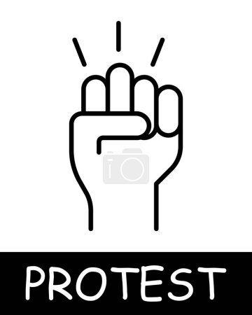 Illustration for Fist, raising hand icon. War against power, manacle, oppression, fight against the regime, uprising, protest. Struggle against oppression and the fight for freedom concept. - Royalty Free Image