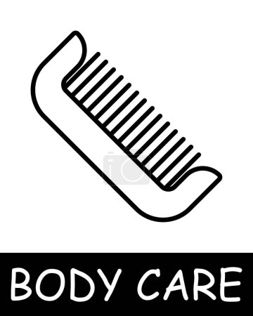 Illustration for Comb icon. Essence of body care, health, and beauty, girl, woman, hair, device, skin care, simplicity, physical health and self confidence. Korean cosmetics and personal care concept. - Royalty Free Image