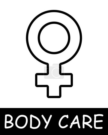 Illustration for Gender sign icon. Essence of body care, health, and beauty, girl, woman, skin care, silhouette, simplicity, physical health and self confidence. Korean cosmetics and personal care concept. - Royalty Free Image
