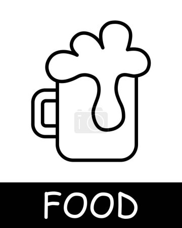 Téléchargez les illustrations : Une icône de tasse de bière. Alcool, tasse, délicatesse, artisanat gastronomique et créativité culinaire, simplicité, silhouette, collation, cuisine exquise. Délicieux et inhabituel concept alimentaire. - en licence libre de droit