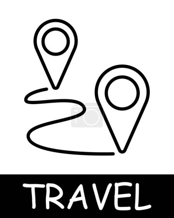 Illustration for Geolocation icon. Route, journey, destination, enjoy moments of peace and quiet, tranquility and solitude, hobby, recreation. Tourism and wandering concept. - Royalty Free Image