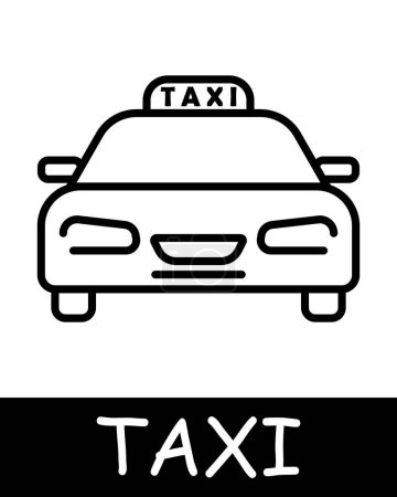 Téléchargez les illustrations : Voiture, icône du taxi. Machine, phares, véhicule, panneau de taxi, silhouette, simplicité, commodité et efficacité dans le transport. Concept d'accès facile aux services de transport. - en licence libre de droit