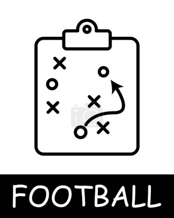 Illustration for Football, plan, board icon. Ball, strategy, kick, outdoor activity, useful hobby, recreation, sports equipment and leisure activity. Healthy lifestyle concept. - Royalty Free Image