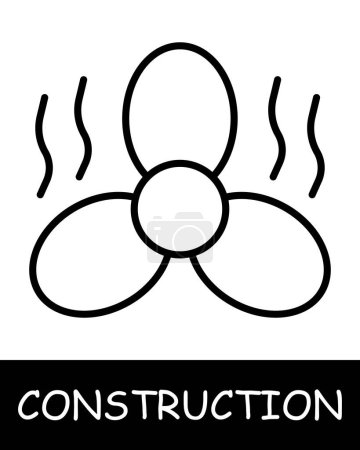 Illustration for Construction, technology icon. Construction equipment, blades, fan, wind flows, overheating, building. Industrial machinery, heavy duty vehicles, and tools for construction projects concept. - Royalty Free Image