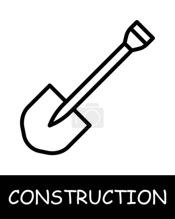 Illustration for Construction, technology icon. Construction equipment, shovel, metal, simplicity, silhouette, building. Industrial machinery, heavy duty vehicles, and tools for construction projects concept. - Royalty Free Image
