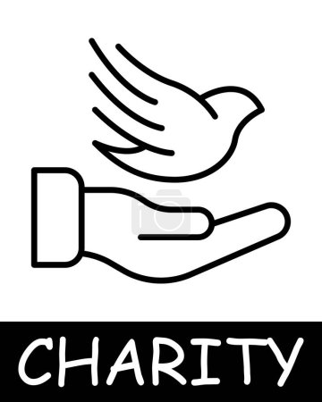Illustration for Charity, hand, bird icon. Teamwork, support, gift, endowment, donation, helping those in need, generosity, compassion, and community assistance. The concept of good nature and helping others. - Royalty Free Image