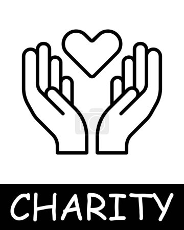 Illustration for Charity, hands, heart icon. Teamwork, support, gift, endowment, donation, helping those in need, generosity, compassion, and community assistance. The concept of good nature and helping others. - Royalty Free Image