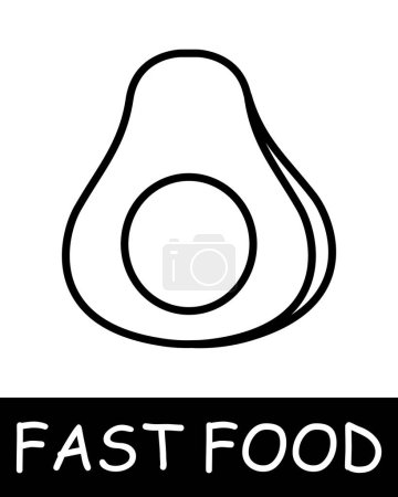 Illustration for Fast food icon. Junk food, avocado, carbohydrates, high percentage of fat, calories, allure of fast, flavorful meals despite their negative health implications. Fast, tasty but unhealthy food concept. - Royalty Free Image