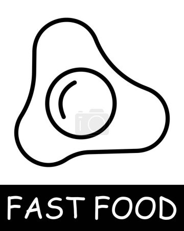 Illustration for Fast food icon. Junk food, scrambled eggs, high percentage of fat, calories, allure of fast, flavorful meals despite their negative health implications. Fast, tasty but unhealthy food concept. - Royalty Free Image