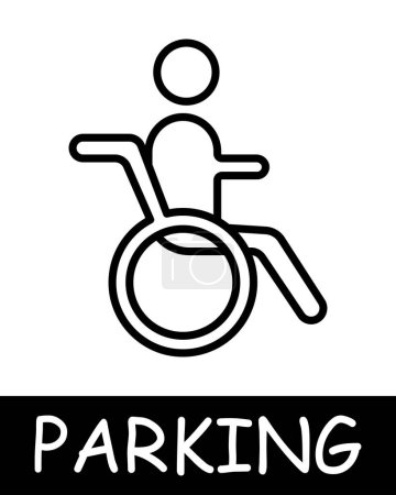 Ilustración de Aparcamiento, lugares para personas con discapacidad icono. Gestión de vehículos, soluciones de transporte convenientes, silueta, automóvil, equipo, vehículo, lugar de estacionamiento. Concepto de prestación de servicios de aparcamiento. - Imagen libre de derechos