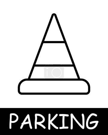 Téléchargez les illustrations : Parking, icône du cône. Gestion des véhicules, solutions de transport pratiques, silhouette, automobile, mécanisme, équipement, véhicule, place de parking. Le concept de fourniture de services de parking. - en licence libre de droit