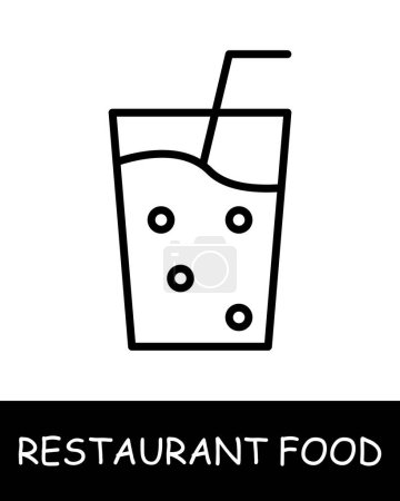 Illustration for Restaurant dish, drink, glass icon. Cocktail, straw, gourmet craftsmanship, culinary creativity, simplicity, silhouette, snack, gourmet food. Delicious, unusual food concept. - Royalty Free Image