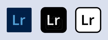 Adobe Photoshop Lightroom logotype. Adobe application logo. Black, white and original color. Editorial. ullistration.