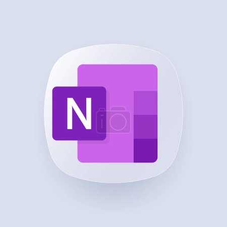 Microsoft OneNote logo. Program for creating quick notes and organizing personal information. Microsoft Office 365 logotype. Microsoft Corporation. Software. Editorial.