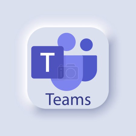 Illustration for Microsoft Teams logo. Enterprise platform that integrates chat, meetings, notes and attachments into a workspace. Microsoft Office 365 logotype. Microsoft Corporation. Software. Editorial. - Royalty Free Image