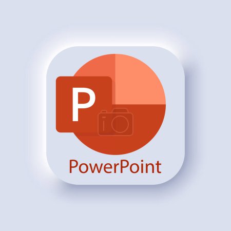 Illustration for Microsoft PowerPoint logo. Software for preparing and viewing presentations. Microsoft Office 365 logotype. Microsoft Corporation. Software. Editorial. - Royalty Free Image