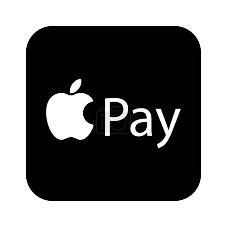 Ilustración de Logotipo Apple Pay sobre fondo blanco. NFC, Apple inc., pago sin contacto, sistema de pago, iOS, aplicación bancaria, aplicación, billetera en línea, logotipo móvil Editorial - Imagen libre de derechos