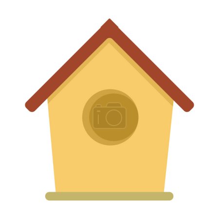 Illustration for Birdhouse, birdhouse, handmade, flat design, warm colors, simple image, cartoon style. Concept of caring for birds and the environment. Vector line icon for business and advertising - Royalty Free Image