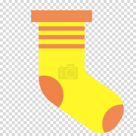 Illustration for A sock in orange and yellow colors for gifts from Santa, a warm element of clothing, flat design, simple image, cartoon style. Christmas gift concept. Vector line icon for business and advertising - Royalty Free Image