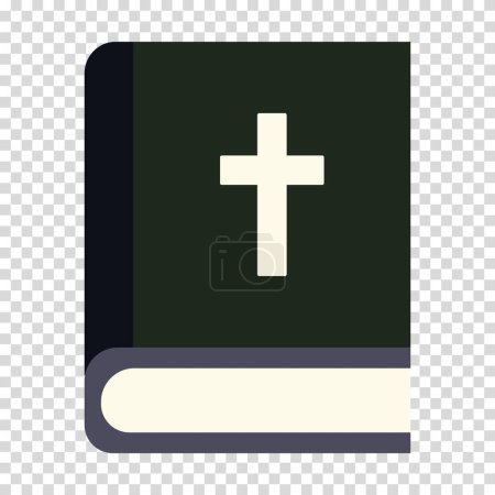 Illustration for Bible in a dark green cover with a white cross, spirituality, knowledge, wisdom, flat design, simple image, cartoon style. Religion and faith concept. Vector line icon for business and advertising - Royalty Free Image