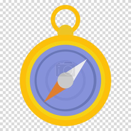 Illustration for Compass with gold frame, navigation, pathfinding, north, south, west, east, flat design, simple image, cartoon style. Concept of orienteering, hiking. Vector line icon for business and advertising - Royalty Free Image
