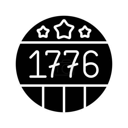 1776 badge icon. Round badge with stars, stripes, and the year 1776. American Independence and patriotism concept.
