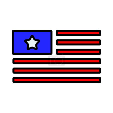 Ilustración de Icono de bandera americana. Rayas rojas y campo azul con estrella blanca. Símbolo de Estados Unidos, patriotismo y orgullo nacional. - Imagen libre de derechos