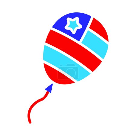 Ilustración de Patriotic balloon icon. Red, white, and blue balloon with star and stripes design. Celebration and festive decoration concept. - Imagen libre de derechos