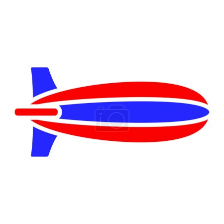 Patriotic blimp icon. Red and blue colors. Symbol of American celebrations, parades, and national pride.