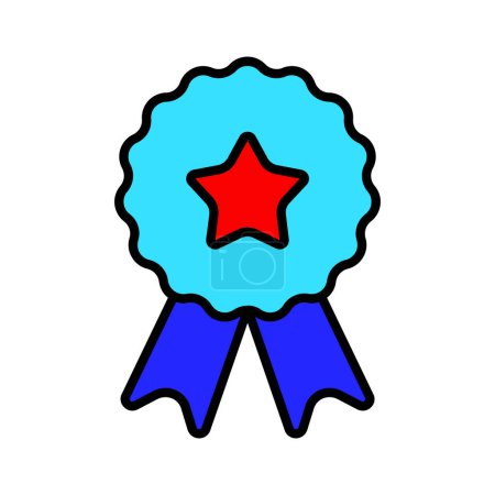 Illustration for Reward with star line icon. Elections, award, badge, medal, diploma, victory, respected person, badge, candidate, voter. Meed concept - Royalty Free Image